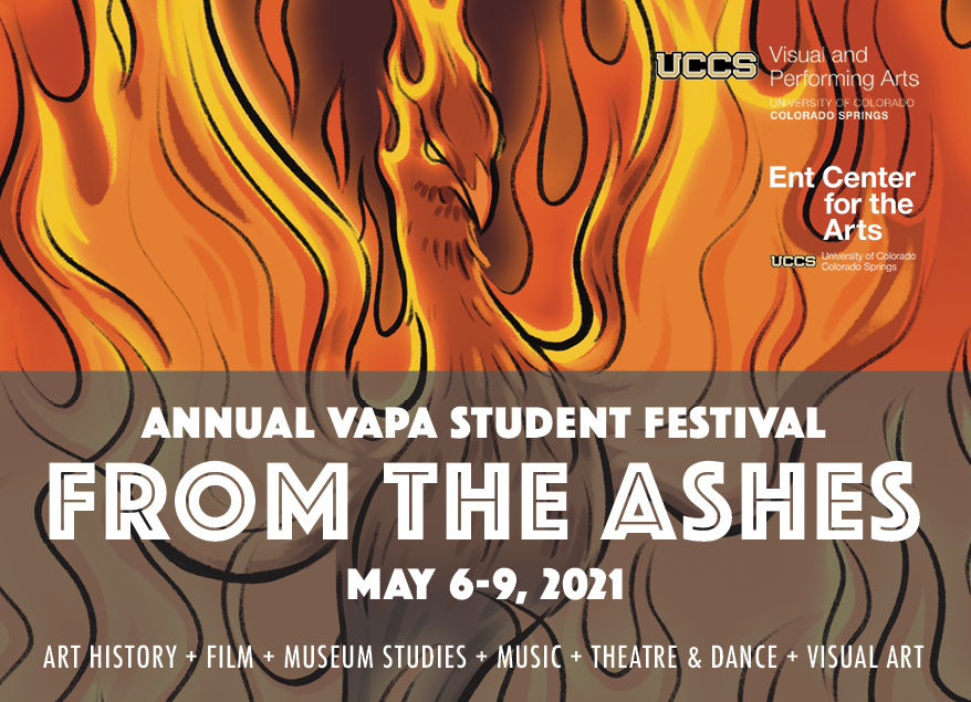 image of phoenix rising from flames with textual details of the festival