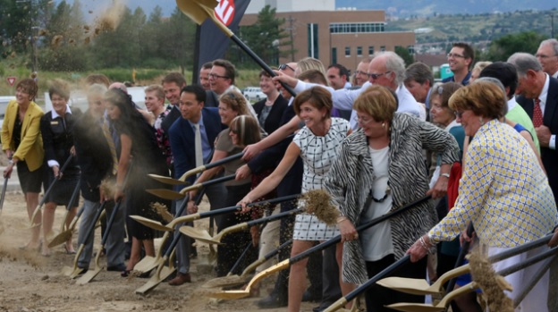 uccs community members break ground on the ent center for the arts