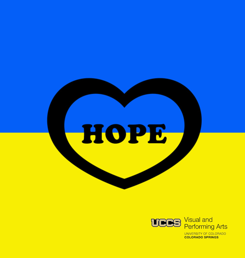 picture of ukraine flag with the word "hope' inside of a heart in the center